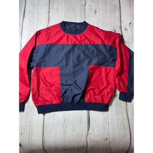 Tommy Hilfiger Golf Windbreaker Mens XL Red Navy Colorblock Pullover